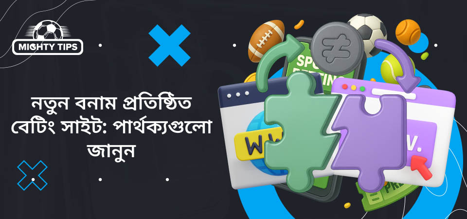 'নতুন বেটিং সাইট বনাম প্রতিষ্ঠিত: পার্থক্য জানুন' ব্লকের গ্রাফিক্স